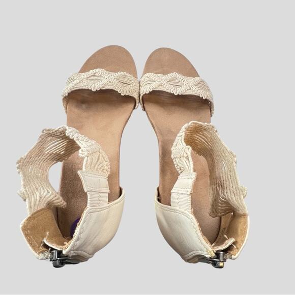 Lucky Brand Kaydyn Crochet Wedge Sandals Platform Open Toe Sandshell Size 8.5 - Picture 7 of 14